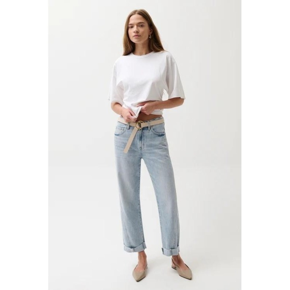 Pistola Kacey‎ Mid-Rise Cuffed Boyfriend Jeans Women 30 Light Blue Crop Relaxed - Picture 11 of 11